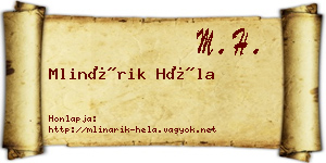 Mlinárik Héla névjegykártya